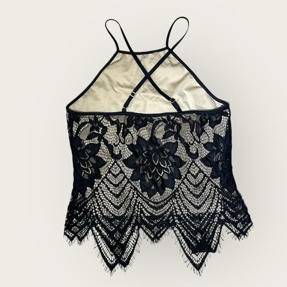 G by Guess Womens Sleeveless‎ Lace Tank Top XS Shark Bite Hem Vamp Whimsigoth - Picture 2 of 7